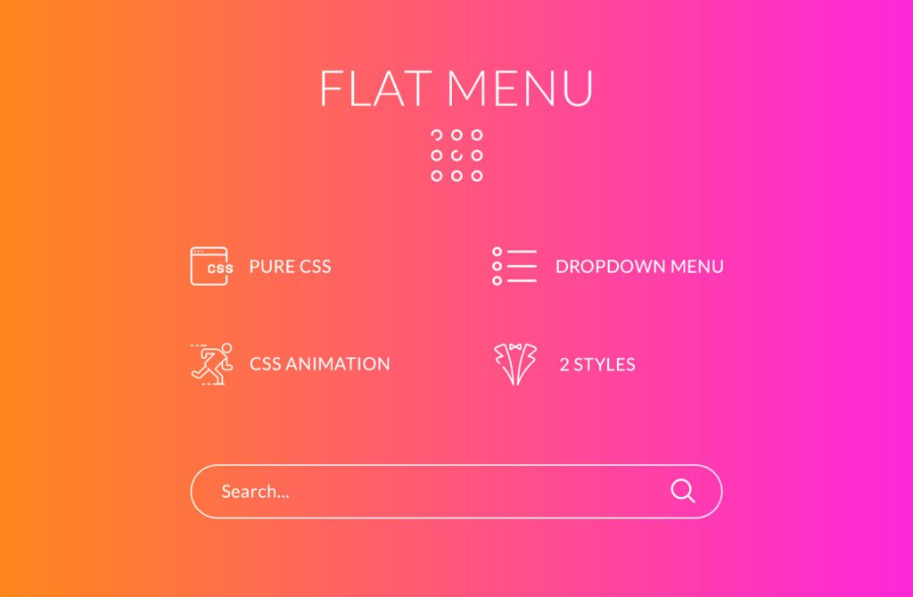 Free Download Flat Menu PSD and HTML/CSS
