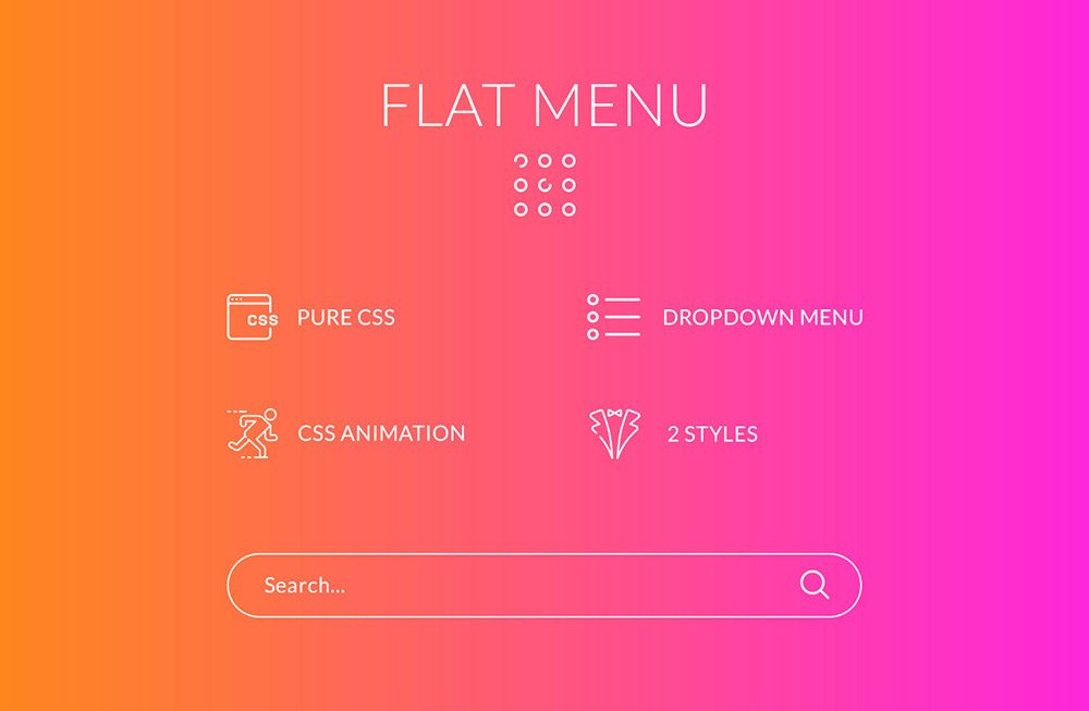 Free Download Flat Menu PSD and HTML/CSS