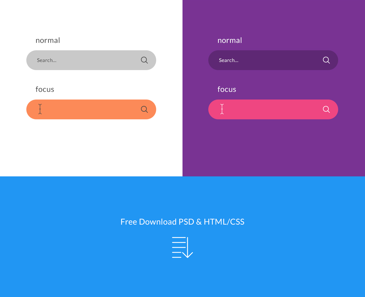 Free Download Flat Menu PSD and HTML/CSS